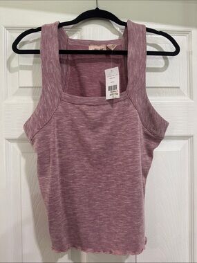 Willow Root Sleeveless Ribbed Tank Top - Mauve Pink